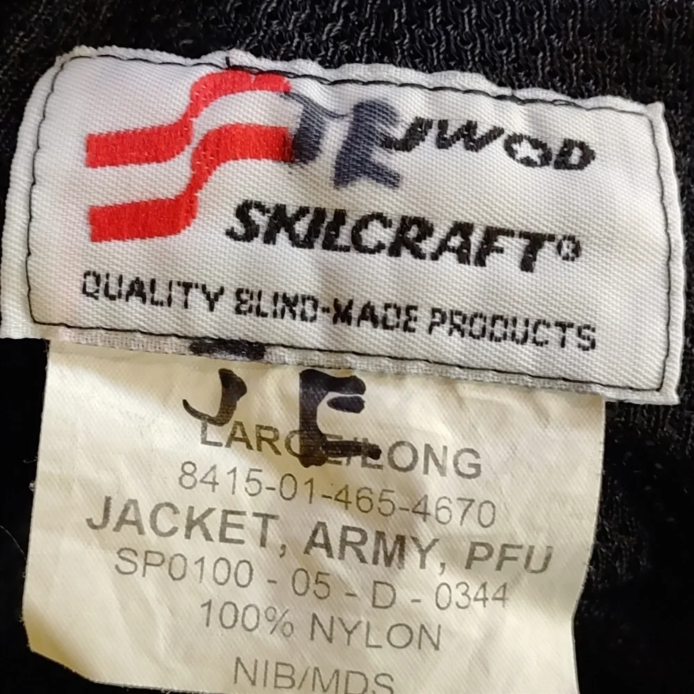 US Military Surplus Army PFU Jacket Green Large Long 100% Nylon Windbreaker L